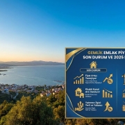 Gemlik emlak piyasasında son durum, 2025 fiyat beklentileri, TOGG etkisi ve kiralık konut arzı grafiği, arkada deniz manzaralı Gemlik.